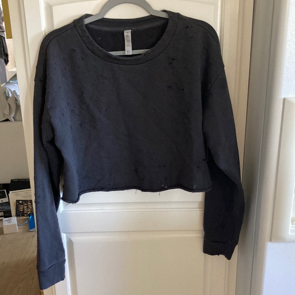 ALO Yoga Black Cropped Sweatshirt